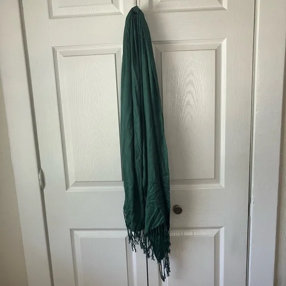 Dark Green 100% Cashmere Pashmina Scarf w/Fringe NEW - Picture 10 of 12